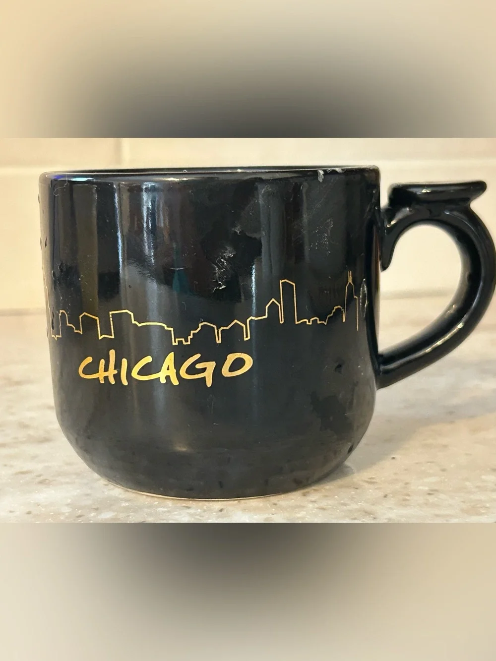 Chicago Skyline Black & Gold Ceramic Mug